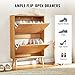 VEVOR Shoe Cabinet with 2 Flip Drawers, Shoe Storage Cabinet for Entryway, Free Standing Shoe Storage Organizer with Rattan Doors for Heels, Boots, Slippers in Hallway, Living Room