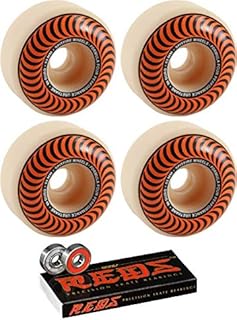 Spitfire 53mm Wheels Formula Four Classic Swirl Skateboard Wheels with Bones Bearings - 8mm Bones Reds Precision Skate Rated Skateboard Bearings - Bundle of 2 Items