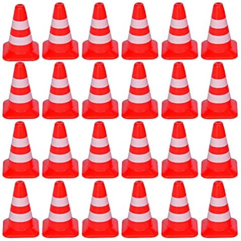 SHINEOFI Traffic Road Cones Pretend Play Roadblocks Safety Cones Miniature Construction Cones Traffic Barriers Cones, 30 Pieces Cover