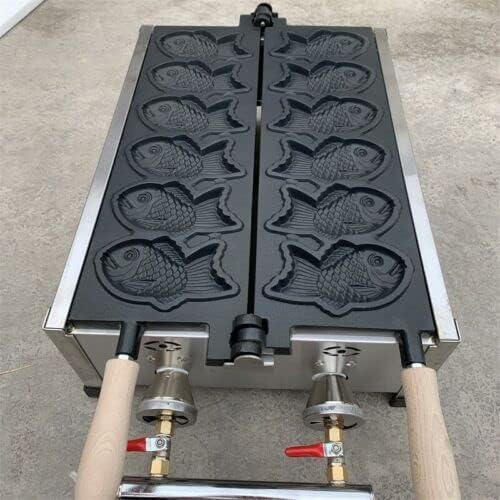 Commercial Non-Stick LPG Taiyaki Maker Fish Type Waffle Machine 6pcs/time