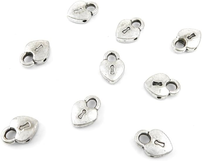 Jewelry Making Charms ZOHW08 Heart Lock Pendant Ancient Silver Findings Craft Supplies Bulk Lots