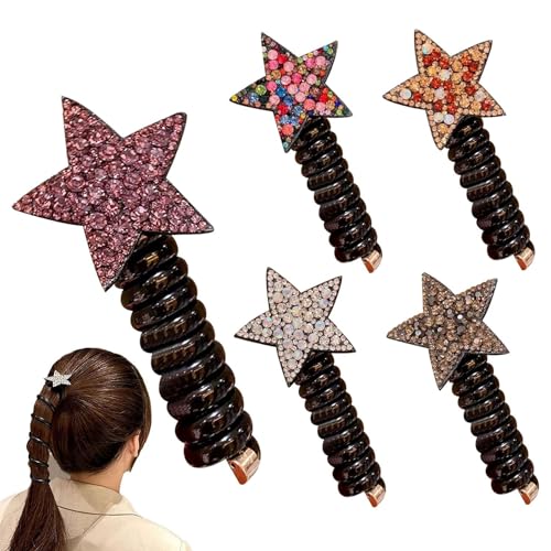 WADY Gomas para el pelo en espiral,Cintas para el pelo en espiral, Gomas de colores para todo tipo de cabello, Bandas De Pelo De Color Del Teléfono De Los Niños (Estrella)