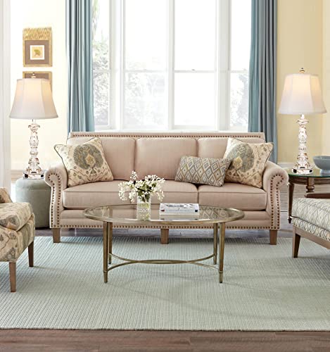 Table Lamps For Living Room Set Of 2, 27.5" H Tall Touch Lamps For Bedrooms, Bedside Lamp With Usb And Ac Outlet, Farmhouse Lamp With Bell Shade, Washed White Candlestick Nightstand Lamp With Bulbs #TOP7