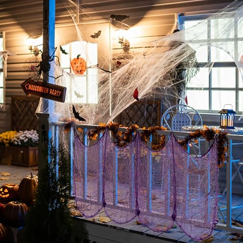 3 Stück Halloween Dekorationen Gruseliges Tuch, 183x76cm Gruseliges Gaze Tuch für Gothic Dekoration, Gruselige Stoff für Tisch Haustür Outdoor Hallen ​Fenster Party Terror Deko