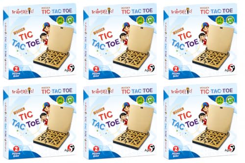 Image of Braintastic Wooden Tic Tac Toe Portable Game-Pack of 6 for Birthday Return Gifts Party Pack, Travel Board Game, Return Favors for All Age Group Kids & Adults