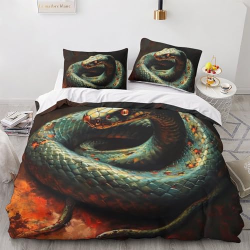 Housses de couettes serpent fermeture éclair pratique parure King 3D - 2