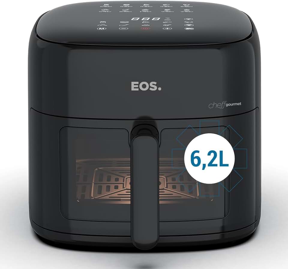 Fritadeira Sem Óleo Air Fryer Eos Chef Gourmet 6.2 Litros Compacta Digital Preto Eaf60p 220v