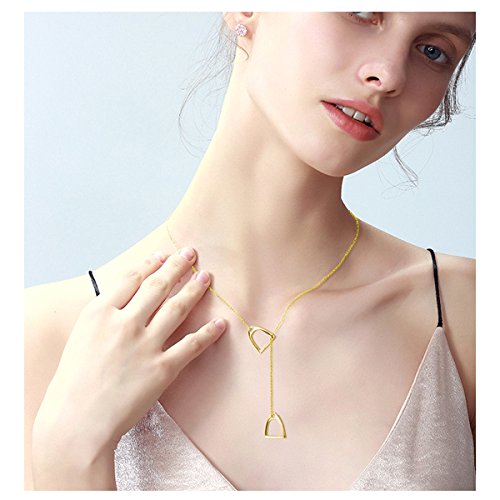 YFN Sterling Silver Double Horse Strirrup Lariat Necklace Gift For Women2