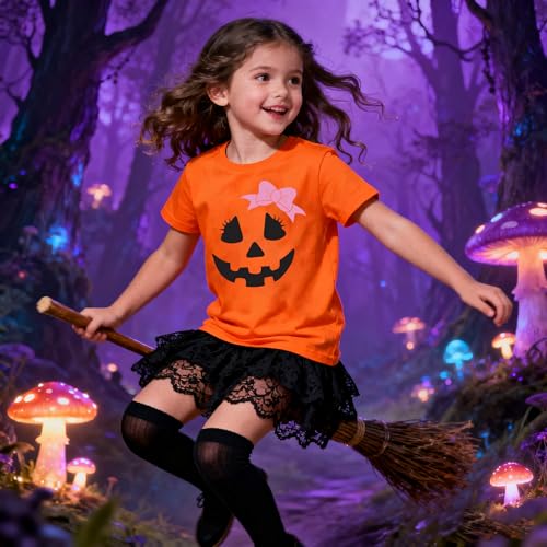 Kids Halloween Pumpkin Face T-Shirt Funny Jack O Lantern Tee for Toddler Boys Girls3