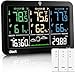 OBET Weather Station Wireless Indoor Outdoor Thermometer Wireless, Color Display Digital Temperature and Humidity Monitor with 3 Sensors, Alerts, Adjustable Backlight, USB Port (500 Feet)