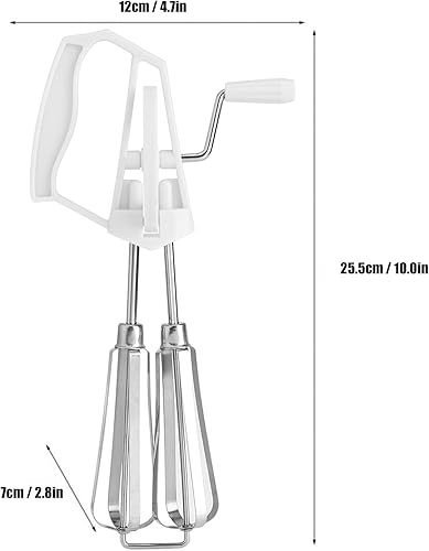 Miniatura 6 de Batidora de mano manual, manivela de alta eficiencia de rotación automática de acero inoxidable para cocinar (blanco)
