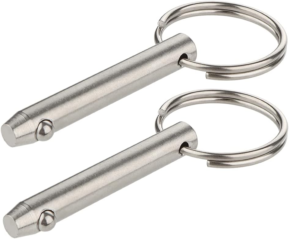 2 Pcs Quick Release Pin, Diameter 5/16"(8mm), Overall Length 2.17"(55mm), Usable Length 1.54"(39mm), Full 316 Stainless Steel, Bimini Top Pin, Marine Hardware