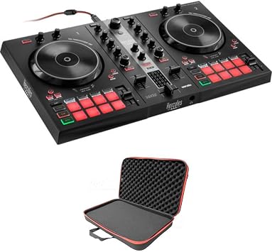 وحدة تحكم Hercules DJ Control Inpulse 300 MK2 USB DJ ذات طابقين لحزمة Serato DJ Lite وDJUCED مع حقيبة ProX XB-DJCS ZeroG خفيفة الوزن للغاية
