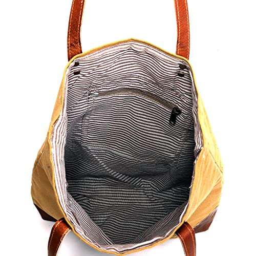 Bolso de tela reciclada y cuero CLA, tipo tote, 16 pulgadas de altura, para mujer miniatura 2
