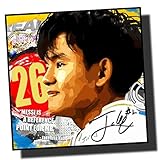 TAKEHUSA KUBO 久保建英 ビジャレアルCF 海外サッカーアートパネル 木製 壁掛け インテリア ポスター (26*26cm アートパネルのみ)