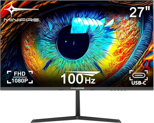 Minifire Monitor de 27 Pulgadas, 100 Hz, FreeSync, Panel IPS, Pantalla PC Full HD, 1080p con Puertos HDMI VGA (Cable HDMI MF27X3AL Incluido)