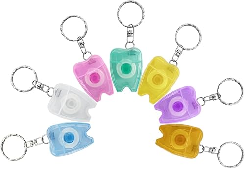 10 Uds. Limpieza portátil de dientes dentales de menta hilo dental en forma de llavero en forma de línea plana Diseño de hilo dental Limpieza de