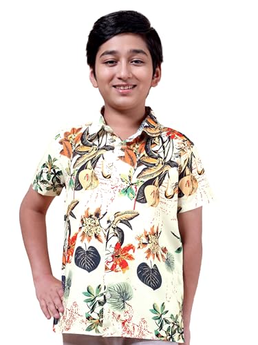 Image of Boys Printed Casual Shirt Short Sleeve Button Down Beach Shirt for Kids