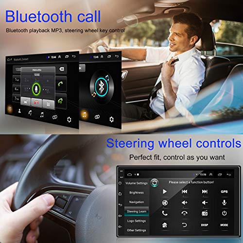 ANKEWAY 7 Pulgadas Android Radio de Coche 2 DIN, 1080P HD Pantalla Táctil Car Stereo+Llamadas Manos Libres Bluetooth+WiFi+Navegación GPS+Cámara de Visión Trasera+USB Doble+Reproductor de Internet