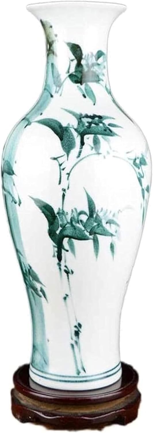 Bzgpmfud One Color Vase Desktop Ceramic Handmade Crafts Rotating Base Pattern Hotel Living Room Decorations (39 * 17Cm)