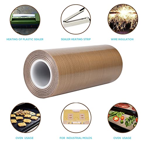 Image of PTFE Coated Fiberglass Telfon Tape,high Temperature Tape;Drying Mechanical Conveyor Belt; Welding Sealing Tape; -196℃ - +300℃ (Brown, 100mm x 12yards x 0.18mm)