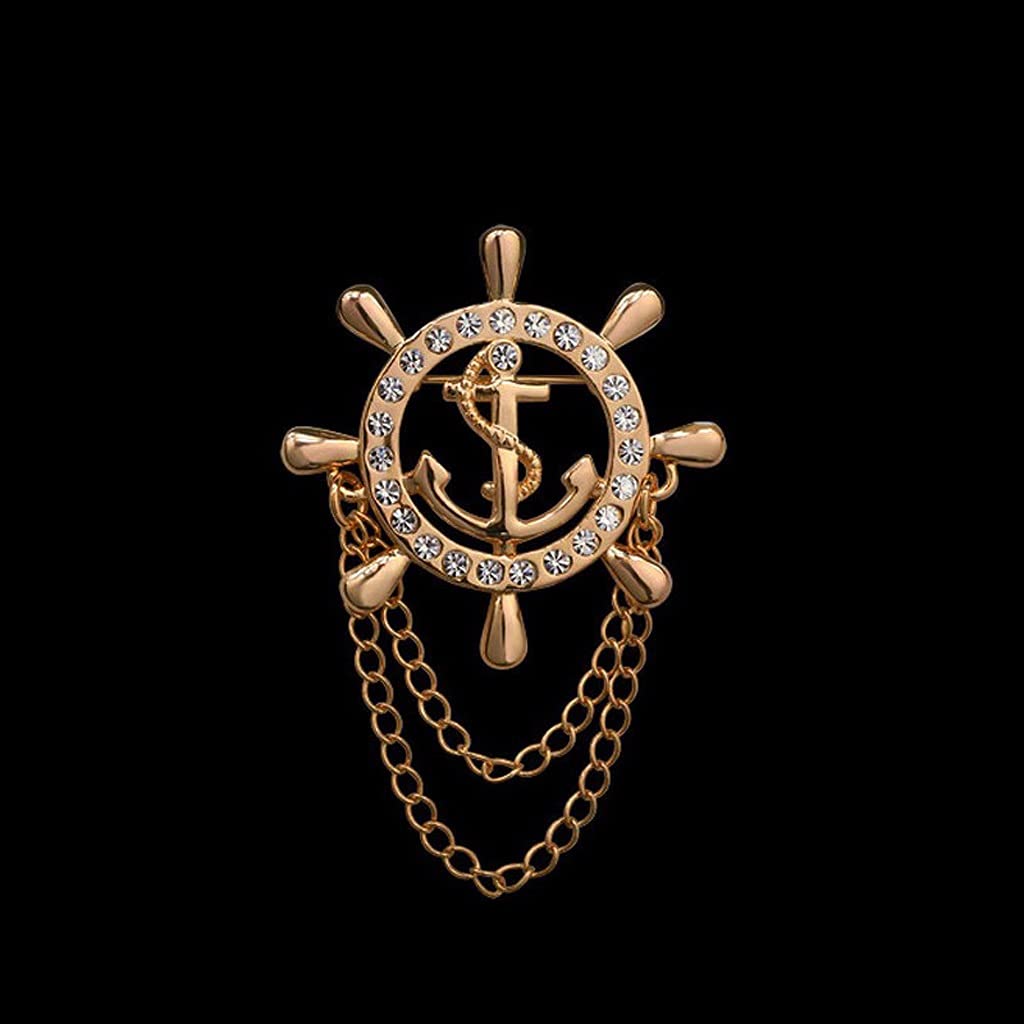 RWRAPS Brosche Brosche für Herren, Anzug, Boutonniere, Abzeichen, Broschen für Herren, Anstecknadel, Damen, Broschen, Kette (Farbe: Silber) (Gold)