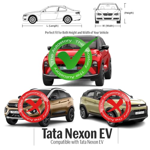 Image of AutoStory Nexon Ev Car Cover | Dustproof Lightweight Car Body Cover | Custom Fit for Tata Nexon EV 2023-2026 | Mirror Pocket | Lightweight | Indoor & Outdoor | Mirror Pockets, Elastic Bottom