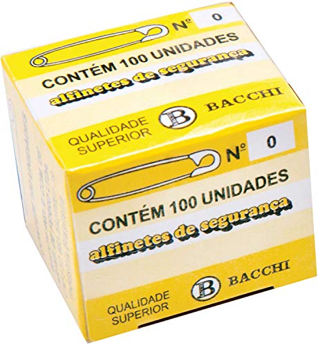 Alfinete Segurança Aço Niquelado, Bacchi 2020, Multicor, pacote de 100