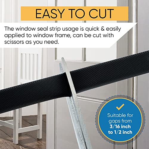 Adhesive V Shape Weather Stripping Weatherstrip, Flex Seal Strip Foam Door Frame Insulation Side Jamb Bottom Groove Gap Filler Soundproof V Weatherstripping (Black, 1/2 In X 1/2 In X 26 Ft) #TOP6