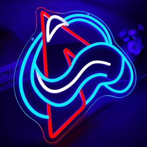 Image of Ice Hockey Neon Sign for Wall Decor Dimmable Ice Hockey Team Logo LED Neon Light Sign Sports Signs for Man Cave Bar Club Party Teens Room Bedroom Gym Gifts for Men Fans Teens Size 13.8*13.4in(FMCP372)