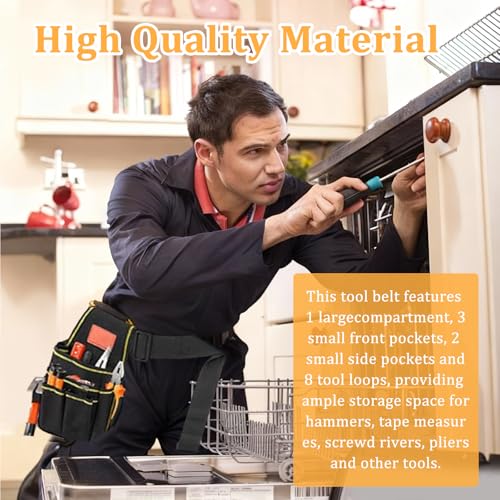 Werkzeugtasche mit Gürtel Elektriker Werkzeug Gürteltasche Oxford Tuch Werkzeuggürtel Multi-Purpose Werkzeuge Tasche Arbeit für Schreiner Techniker Elektriker Handwerker