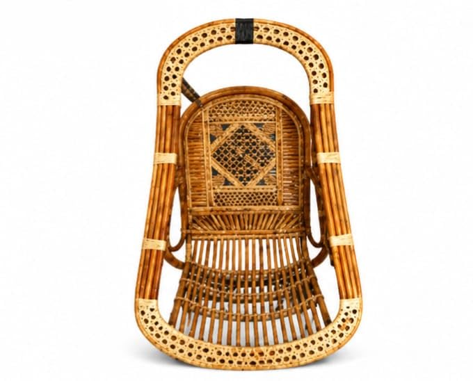 Rattan Hanging Egg Chair, Natural Wicker Swing Seat, Natural Bamboo-image-12
