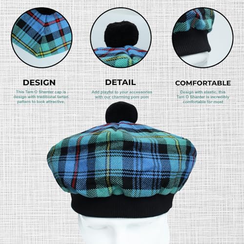 UMAM Scottish Traditional Tam o' Shatner Acrylic Wool Tammy Hat Flat Bonnet Kilt Many Tartans - Image 5