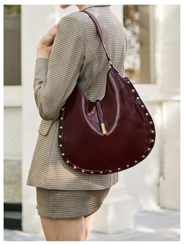 Milumia Women's Studded Hobo Shoulder Bags Vintage Top Handle Slouchy Tote Bags4