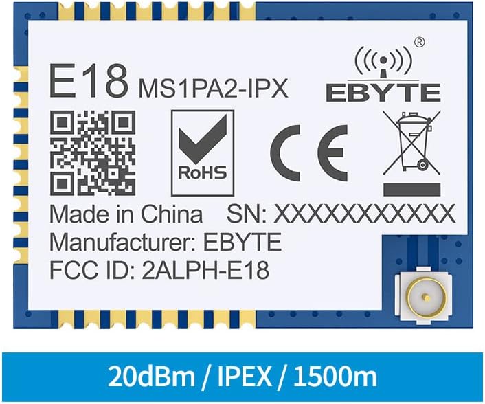 CC2530 2.4GHz ZigBee 3.0 Wireless Module 20dBm EBYTE E18-MS1PA2-IPX 1.2km IPEX Interface Small Size 100mW Smart Home Built in PA LNA