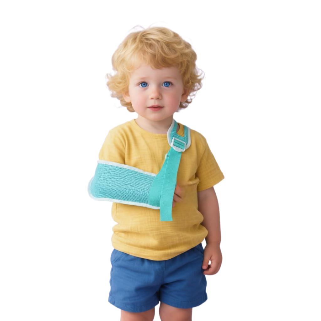 Adjustable Kid's Arm Sling Suitable for shoulder injuries and post-operative rehabilitation Adjustable comfortable shoulder support Fits either arm (Blue, Small)