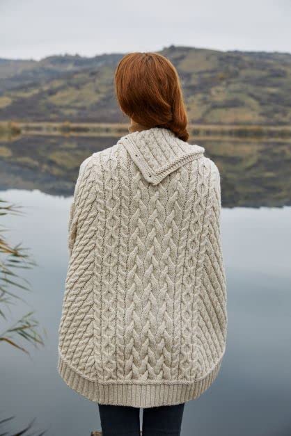 Image of SAOL 100% Merino Wool Cowl Neck Button Poncho for Ladies