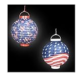 Tdst Set Of 8 Atriotic Led Paper Lanterns, 10 In. Battery Operated Lights Outdoor Lamp Red, White, Blue Bulk (Various Designs)