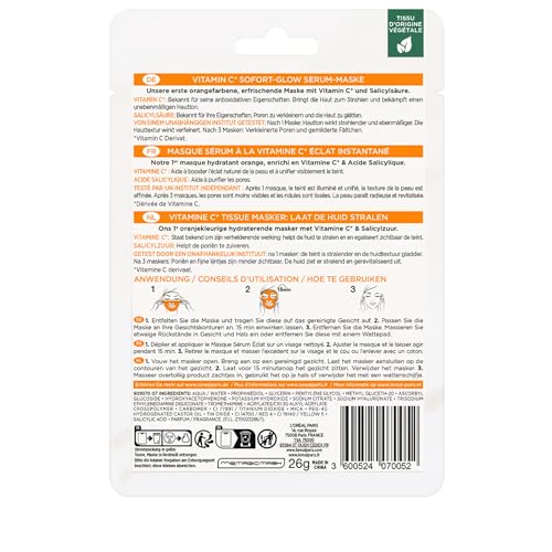 L'Oréal Paris Revitalift Clinical Vitamin C Mask, Eclat, Pores, Wrinkles, 1x Vitamin C Fabric Mask - Image 2
