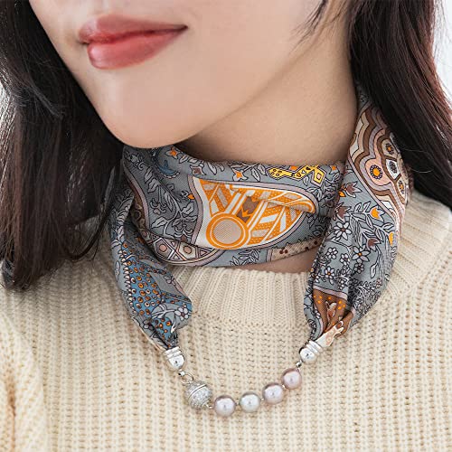 J'ai Mon Bijou Gemma's Silk Scarf – 100% Genuine Silk with Pearl Magnetic Clasps for Effortless Styling4