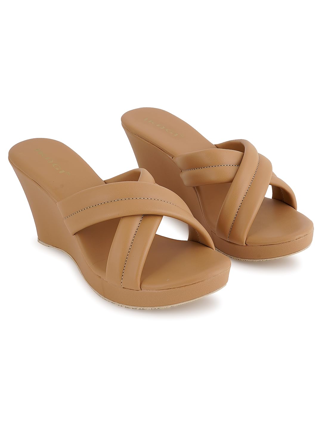 IKAGI Women Fashionable Comfort Wedge Heel Slip-on Sandal For Women & Girls (Beige, 4) (B0CVB4ZXQC) Amazon Price History, Amazon Price Tracker