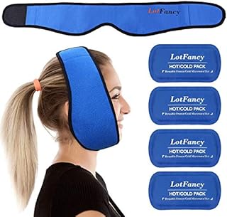 LotFancy Ice Heat Pack for Injuries Reusable for Kids Adults, Adjustable 4 Gel Hot Cold Compress, for Wisdom Tooth Pain Relief, Tmj Pain, Sciatica, Migraines, Headaches, Toothache, Neck, Face, Jaw