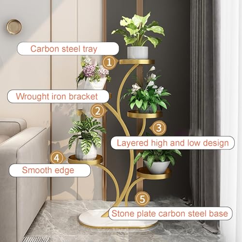 Support à plantes avec grande étagère d'angle dorée pour optimiser l'espace extérieur - 6
