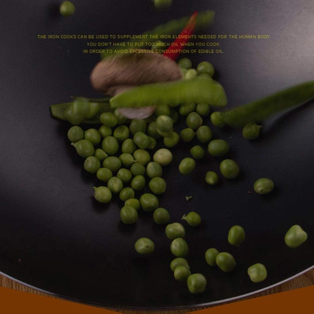 Cookware Iron Wok Traditional Handmade Iron Wok Non-Stick Pan Non-Coating Gas Cooker Cookware Wok Cookware Pan Kitchen Tools (Size : 32cm)