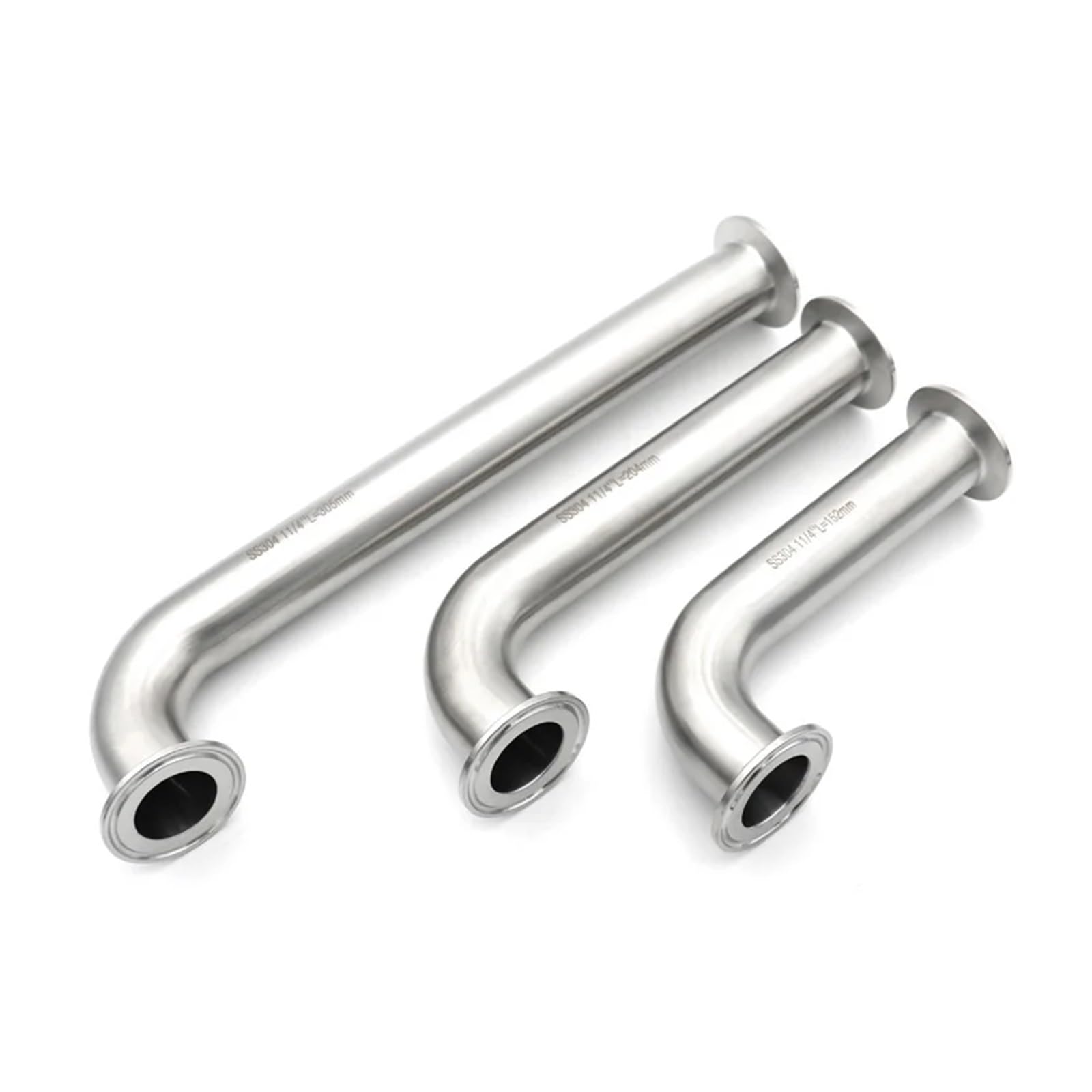 Stal nierdzewna 304/316L Kolanko 90 stopni Tri Clamp Długie przedłużenie 25 38 51mm Rurka sanitarna Łącznik rurowy Homebrew 1 "1.25" 1.5 "2"(OD51x64,L204MM_SS304)