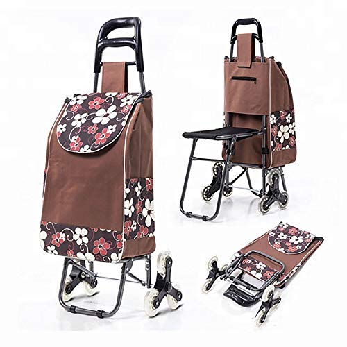 H.Slay Einkaufstrolley mit Rädern und Sitz, Einkaufsroller Treppensteigen wasserdichte Oxford Tuch Starke… – Bild 4