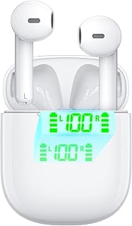 HINYCOM Wireless Earbuds, Bluetooth Headphones with Wireless Charging Case and LED Power Display Stereo Earphones with USB C, Smart Touch Control 40H Play Time Wireless Earphones for Sports and Work