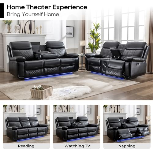 Luxury Leather Recliner Sofa Set