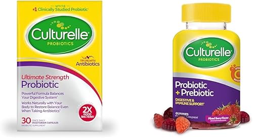 Culturelle Ultimate Strength Probiotic 20 mil millones de UFC + gomitas probióticas diarias 52 unidades para la salud digestiva e inmunológica