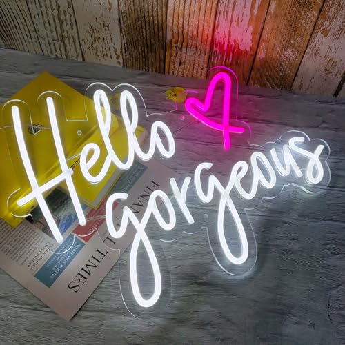 Image of Hello Gorgeous Neon Sign Light Wall Art Gifts, Neon Decorations Bar Pub Club Rave Apartment Home Decor Party Christmas Decor